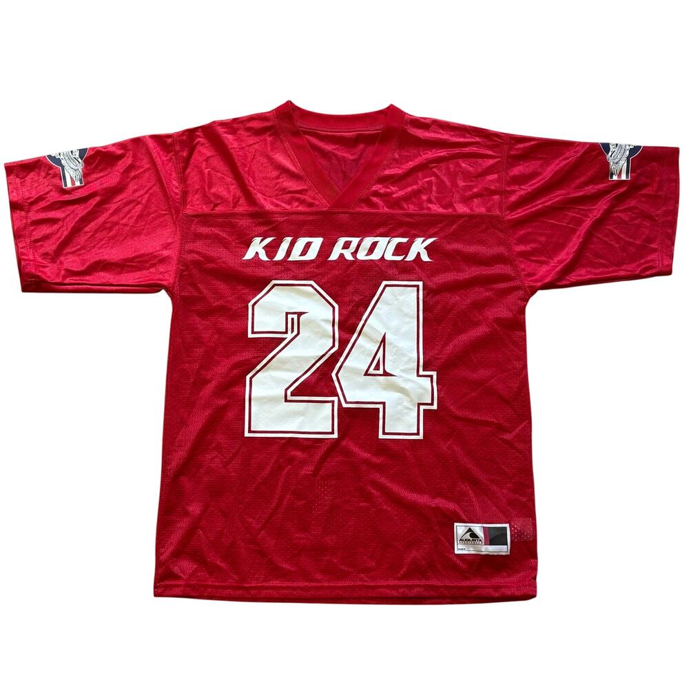 Kid Rock American Badass We the People Tour Football Jersey MAGA 24 Red Medium